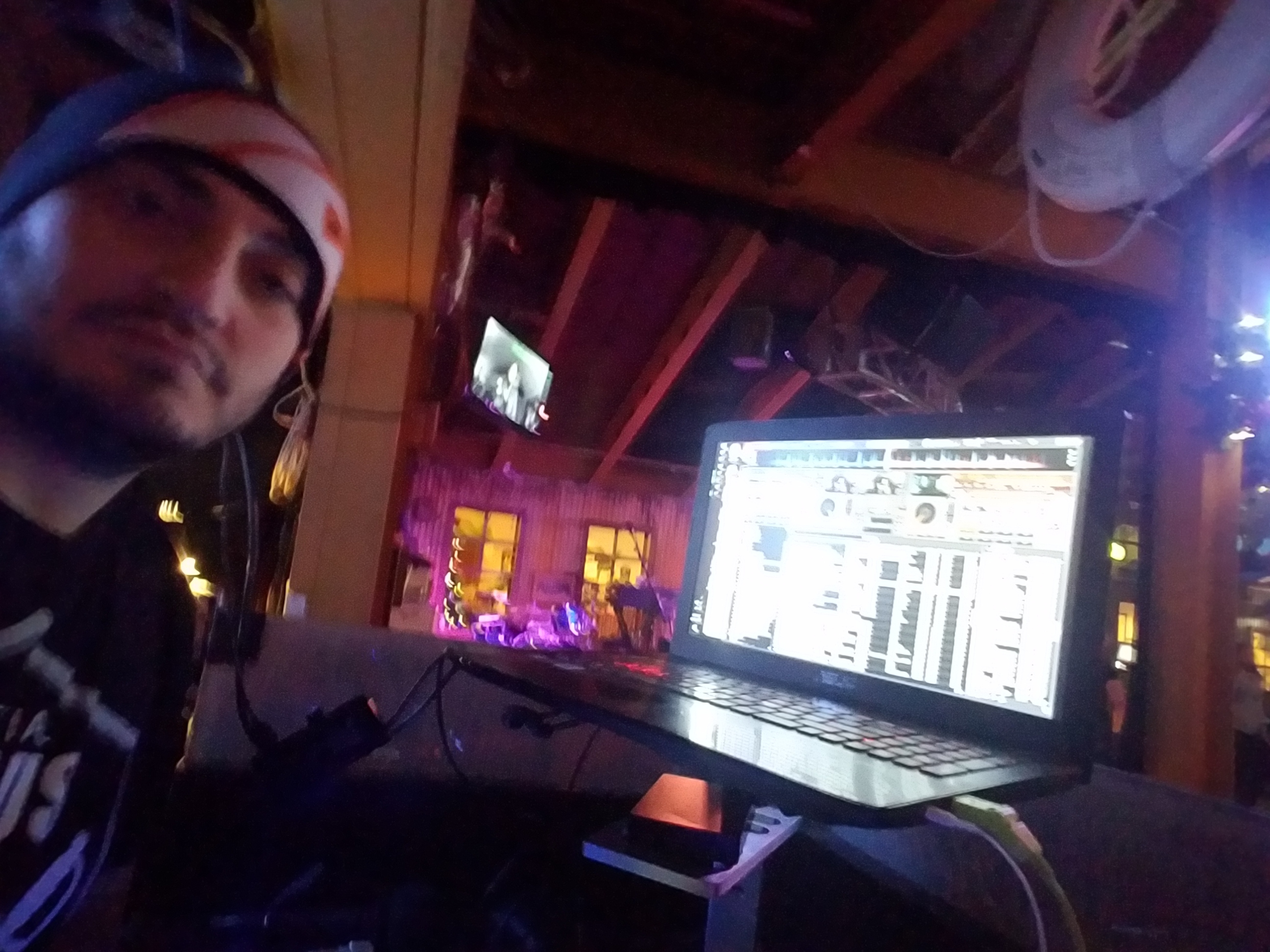 Kronik as resident DJ at Rumbullions inside Silver Legacy Reno with laptop and Serato open