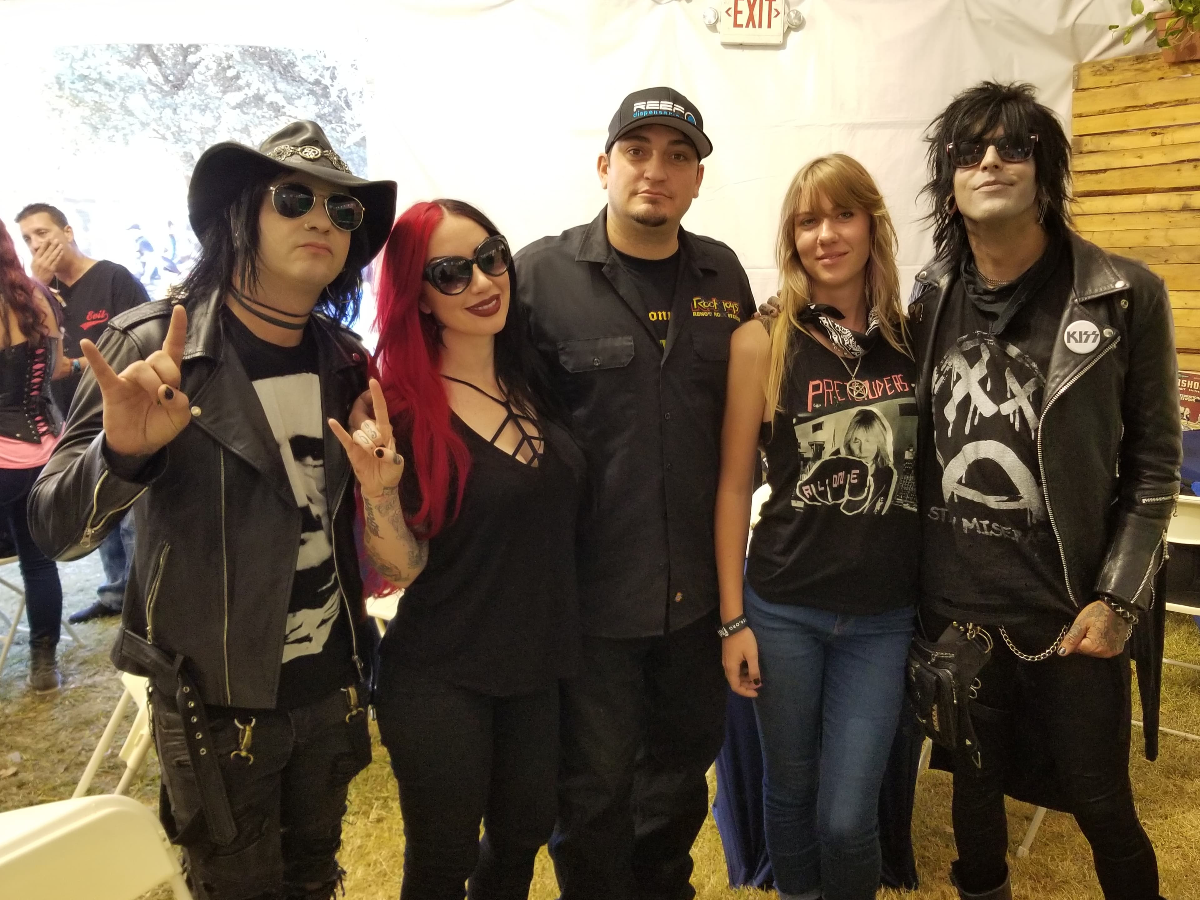 Kronik with rock artists in leather and sunglasses at Aftershock Festival