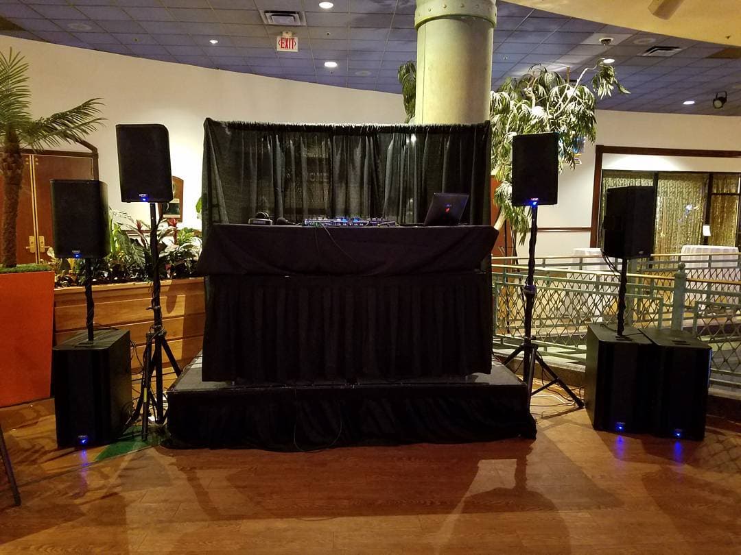 DJ stage setup on the back patio of Rumbullions at Silver Legacy Reno