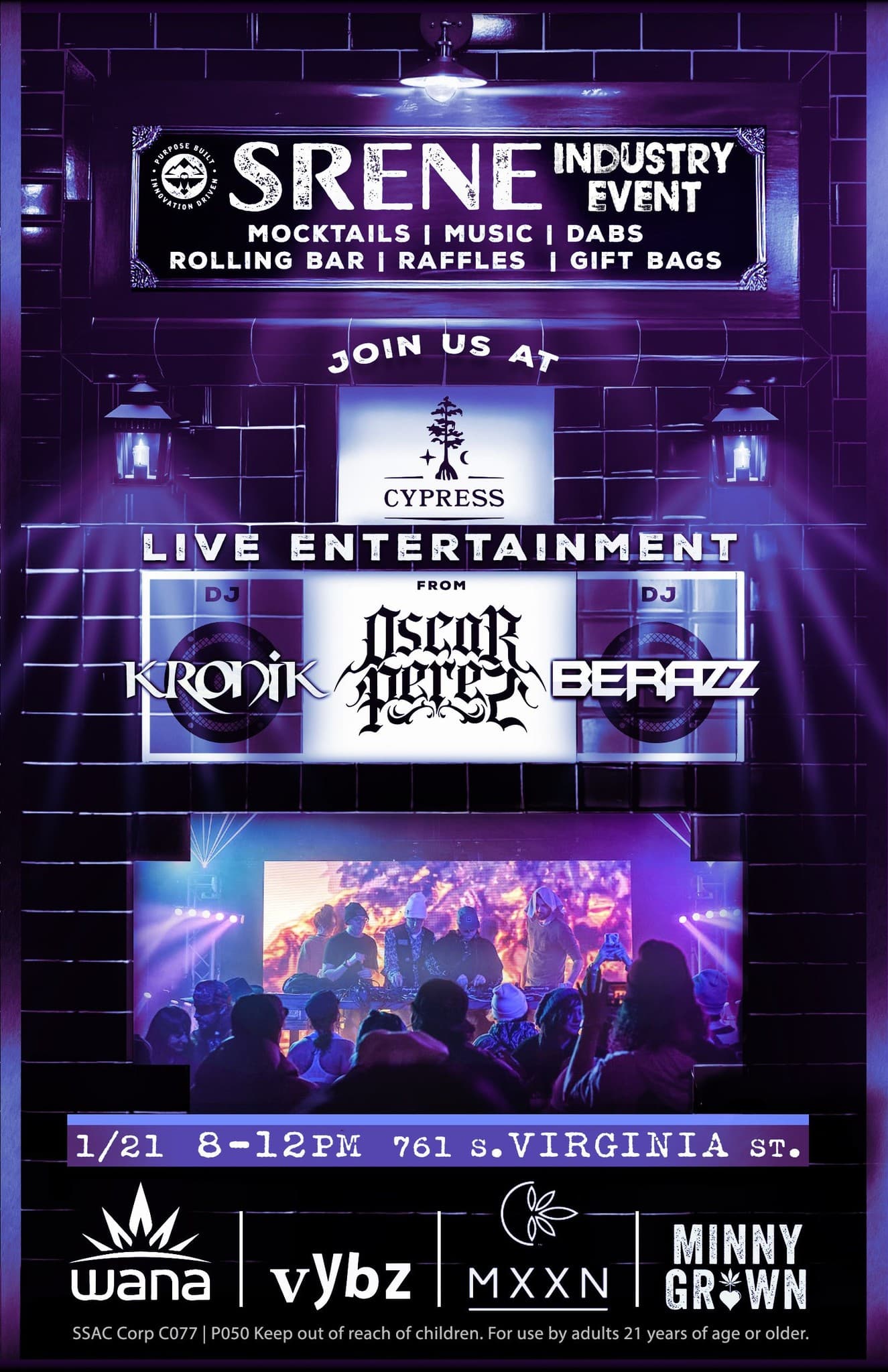 Promotional flyer for an industry event DJ set at Cypress Reno